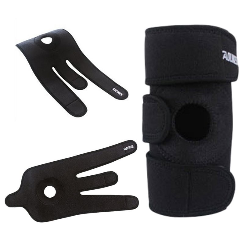 Aolikes Adjustable Knee Patella Support Brace Sleeve Wrap Cap Stabilizer Sports Climbing Basketball Knee Protector Care Portable