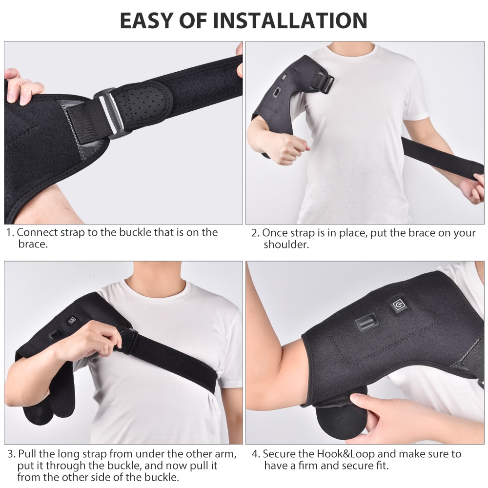 Heat Therapy Shoulder Brace Adjustable Shoulder Heating Pad for Frozen Shoulder Bursitis Tendinitis Strain Hot Cold Support Wrap