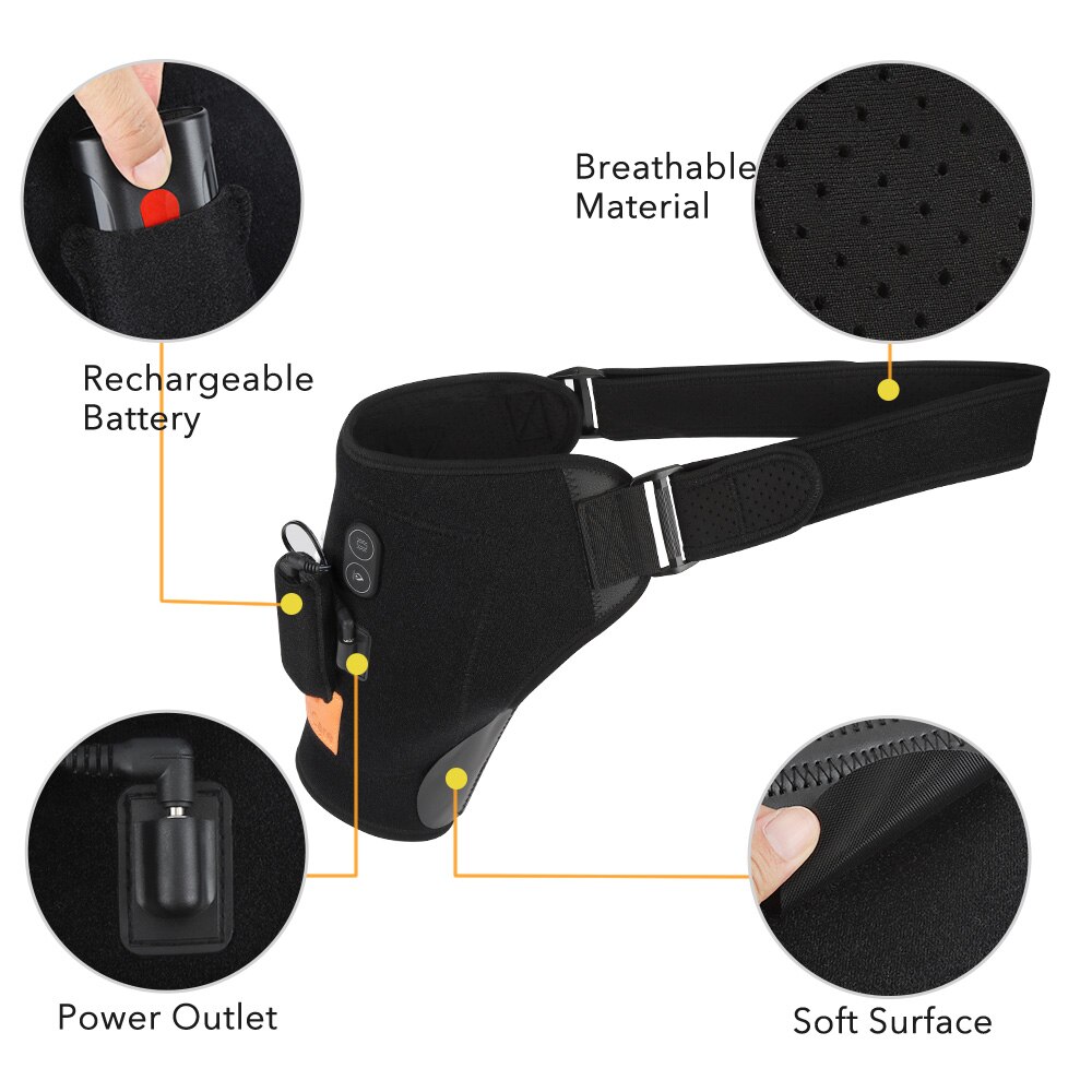 Electric Heat Therapy Shoulder Brace Adjustable Back Support Belt Vibrator Pain Relief Massager Shoulders Rehabilitation Wrap