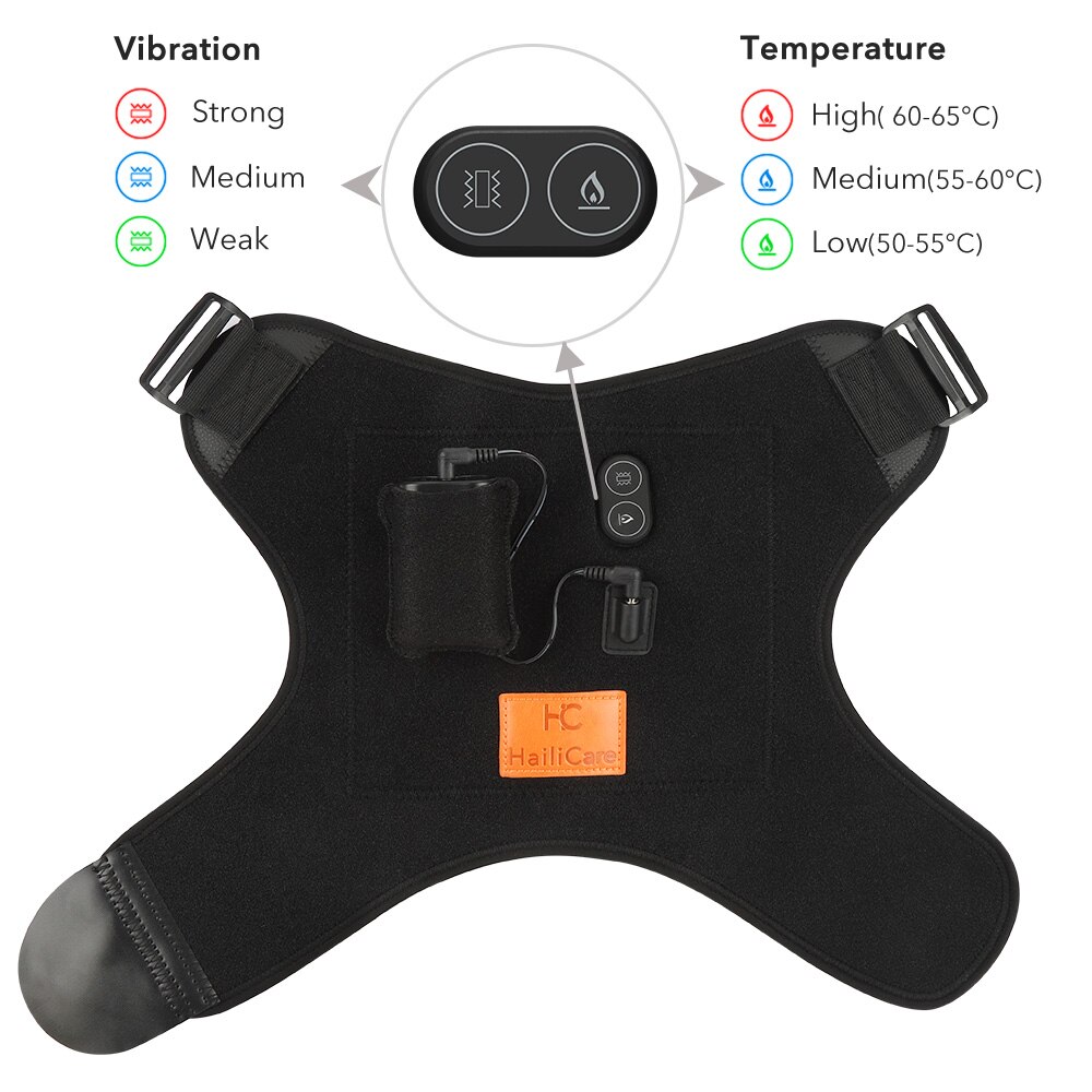 Electric Heat Therapy Shoulder Brace Adjustable Back Support Belt Vibrator Pain Relief Massager Shoulders Rehabilitation Wrap