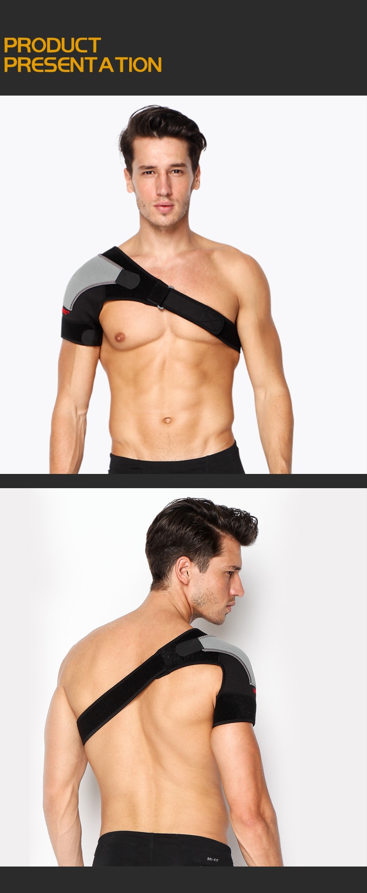 Strap Wrap Belt Band Pads Black Bandage Adjustable Breathable Gym Sports Care Single Shoulder Support Back Brace Guard  MenWomen