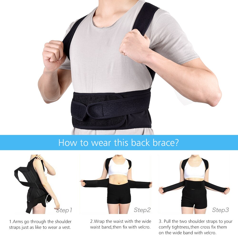 Straight Back Posture Corrector Shoulder Lumbar Brace Spine Support Belt Adjustable Corset Correction Body Improve with Plate