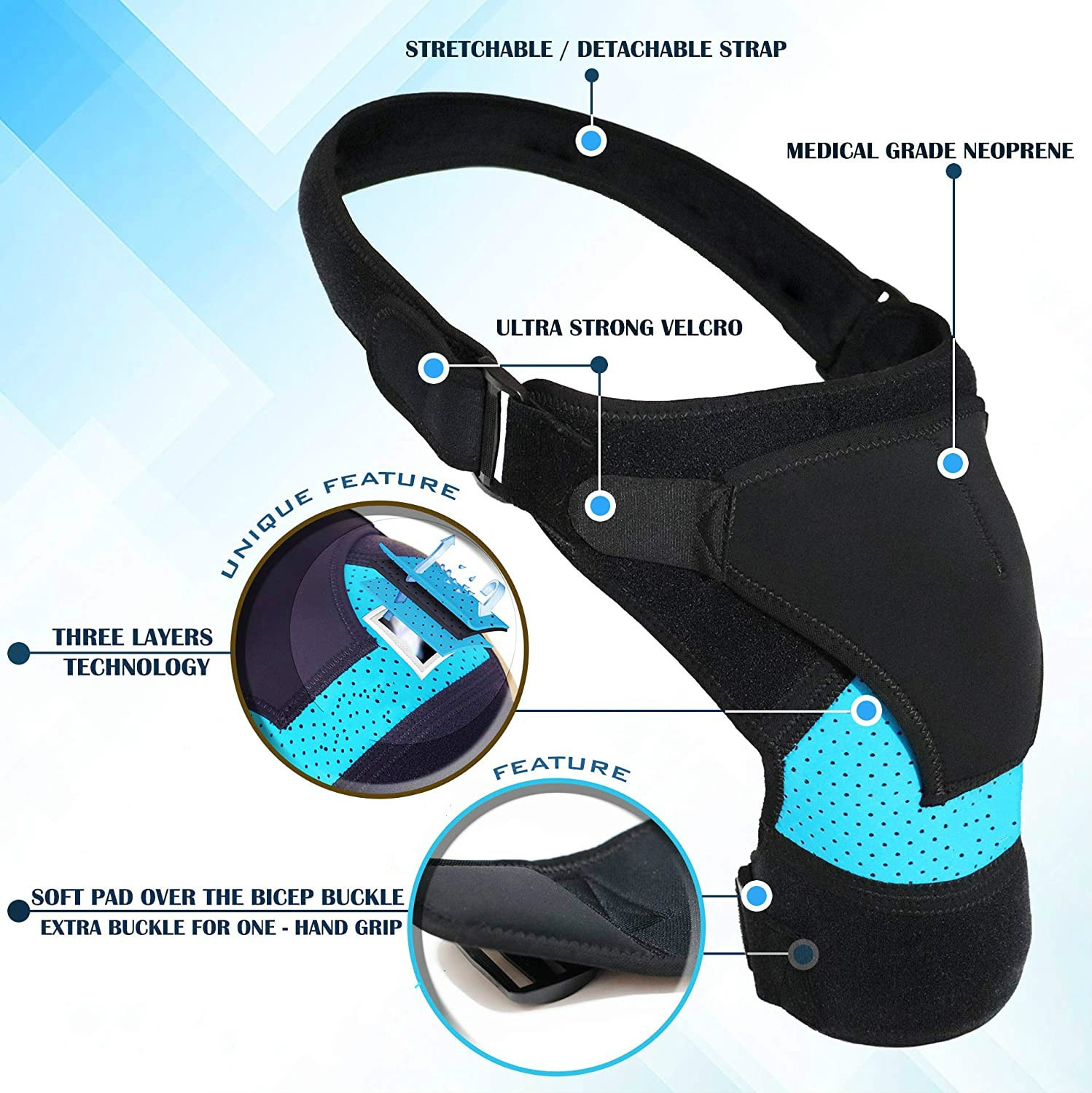 Shoulder Brace Support With Adjustable Strap Breathable Neoprene Shoulder Support