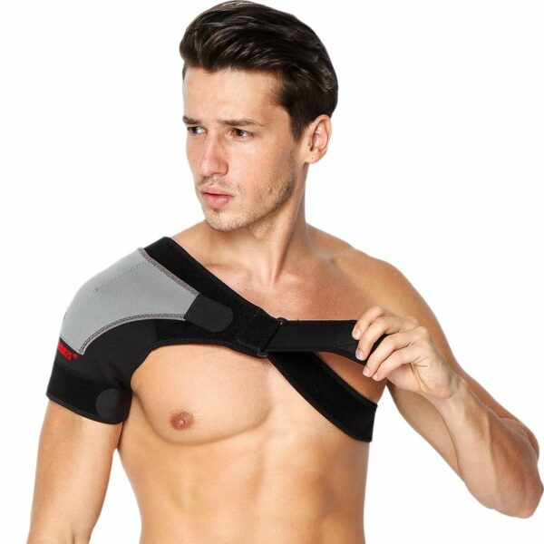 Adjustable Breathable Gym Sports Care Single Shoulder Support Back Brace Guard Strap Wrap Belt Band Pads Black Bandage Men&Women