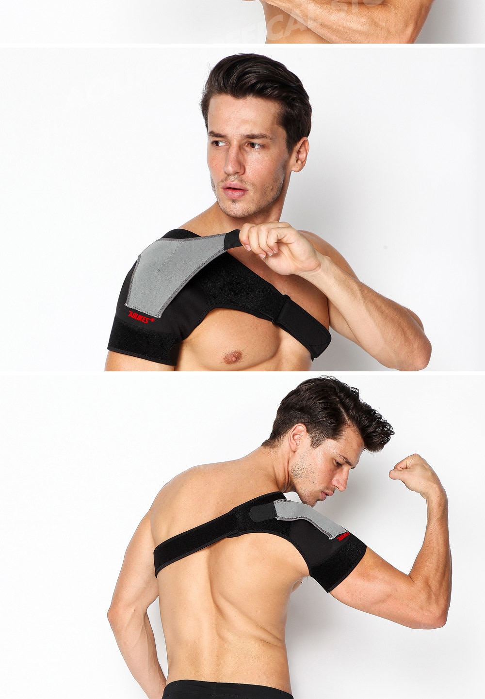 Adjustable Breathable Gym Sports Care Single Shoulder Support Back Brace Guard Strap Wrap Belt Band Pads Black Bandage Men&Women