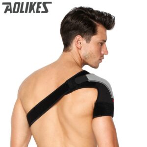 Adjustable Breathable Gym Sports Care Single Shoulder Support Back Brace Guard Strap Wrap Belt Band Pads Black Bandage Men&Women - Image 5