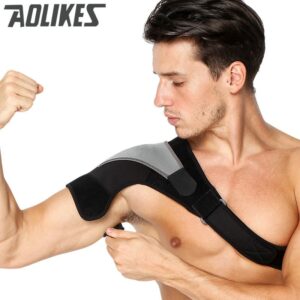 Adjustable Breathable Gym Sports Care Single Shoulder Support Back Brace Guard Strap Wrap Belt Band Pads Black Bandage Men&Women - Image 3