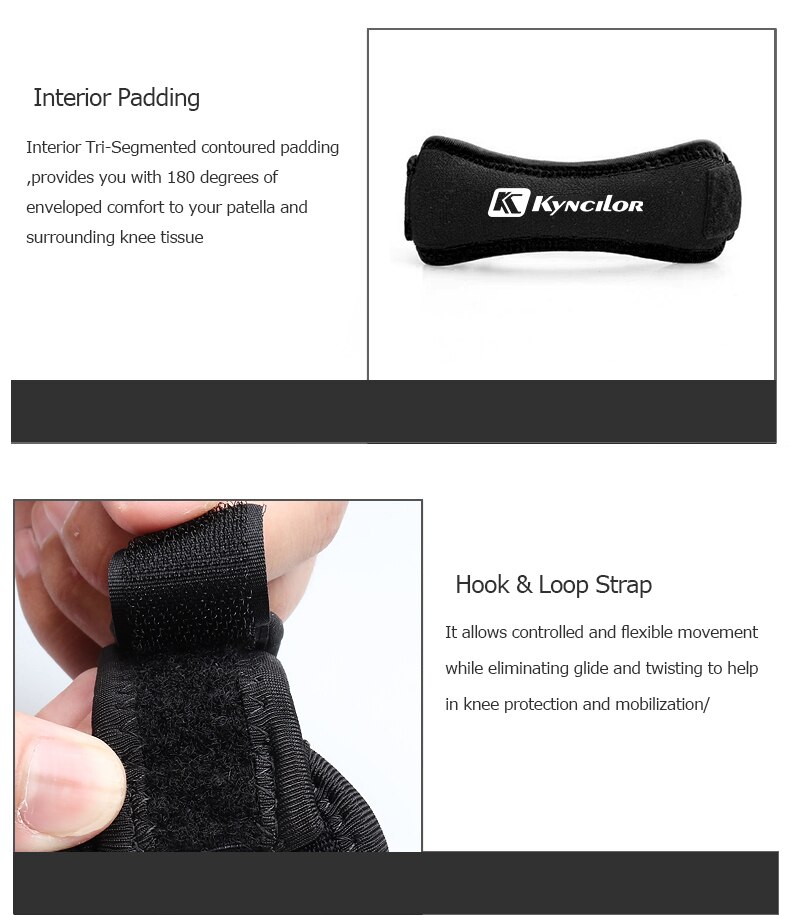 One Piece Adjustable Patella Knee Strap Brace Support Pad Pain Relief Band Stabilizer Hiking Soccer Basketball Volleyball Squats